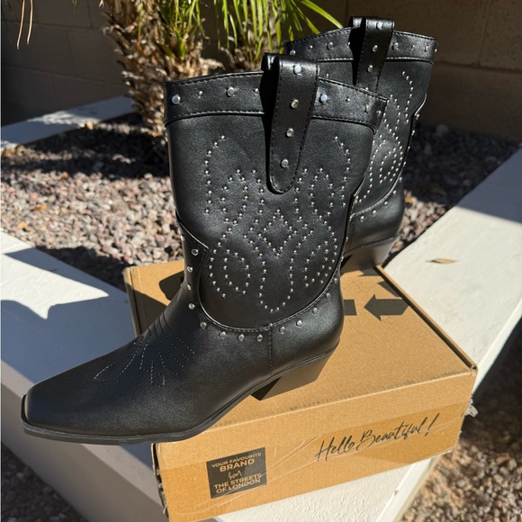 NWT London Rag Western Black Studded Boots! Hey Cowgirl!! - Picture 12 of 16